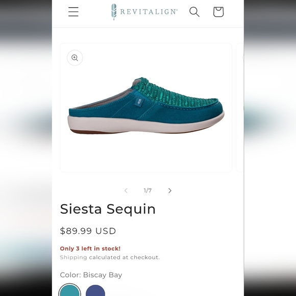 Revitalign Siesta Slide Sequin Mule Shoes In Biscay Bay Sz 6 - Picture 16 of 17